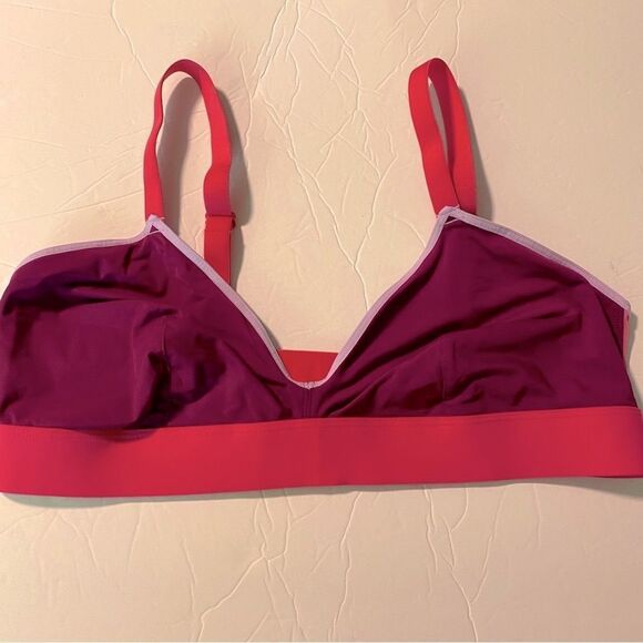 Parade Triangle Longline Silky Seamless Mesh Triangle Bralette purple pink XL - Picture 2 of 9